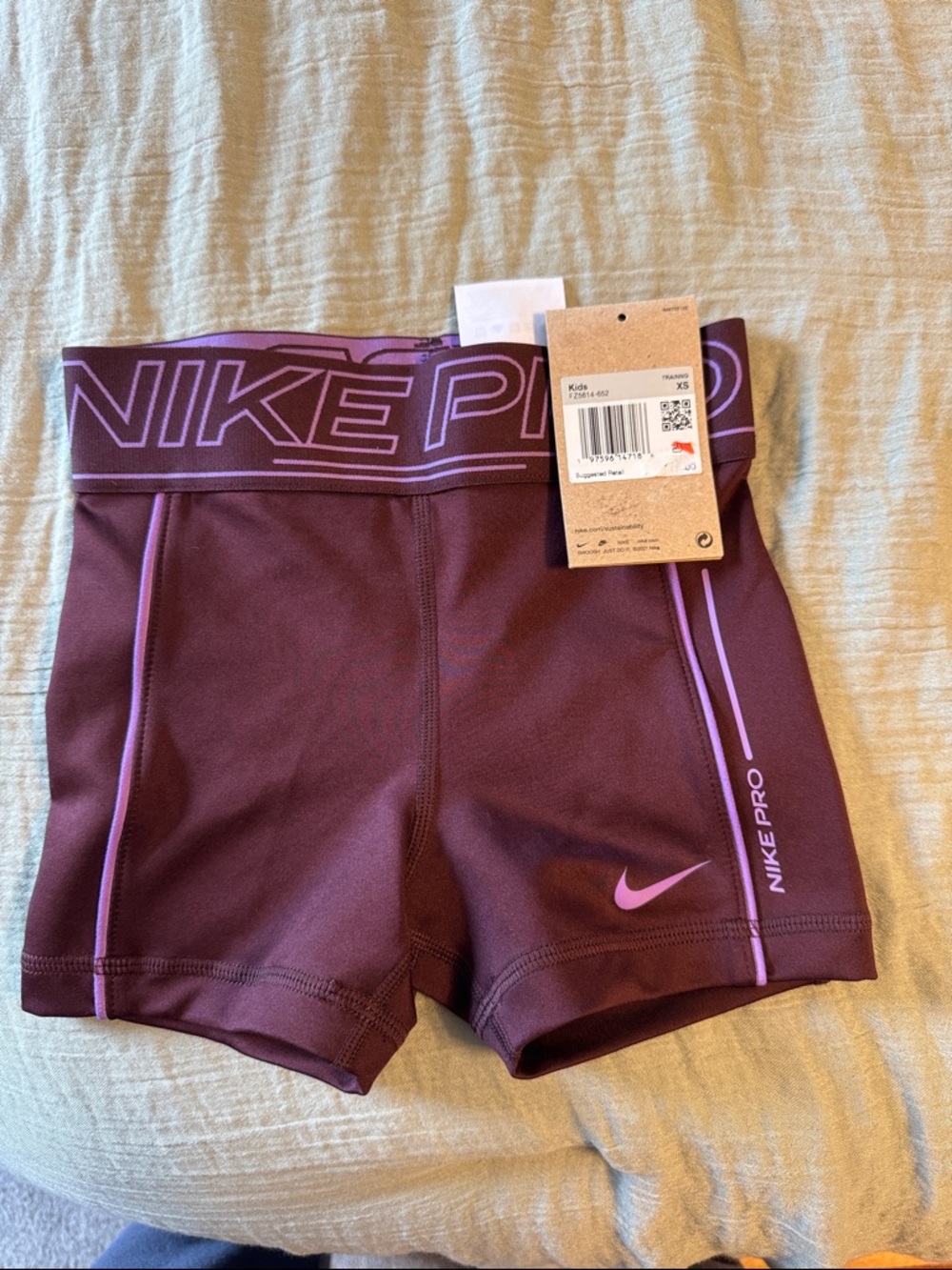 Nike Girls' Maroon and Violet Pro Stretch Shorts